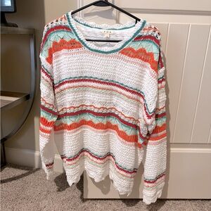 POL Multicolor Striped Crew Neck Sweater